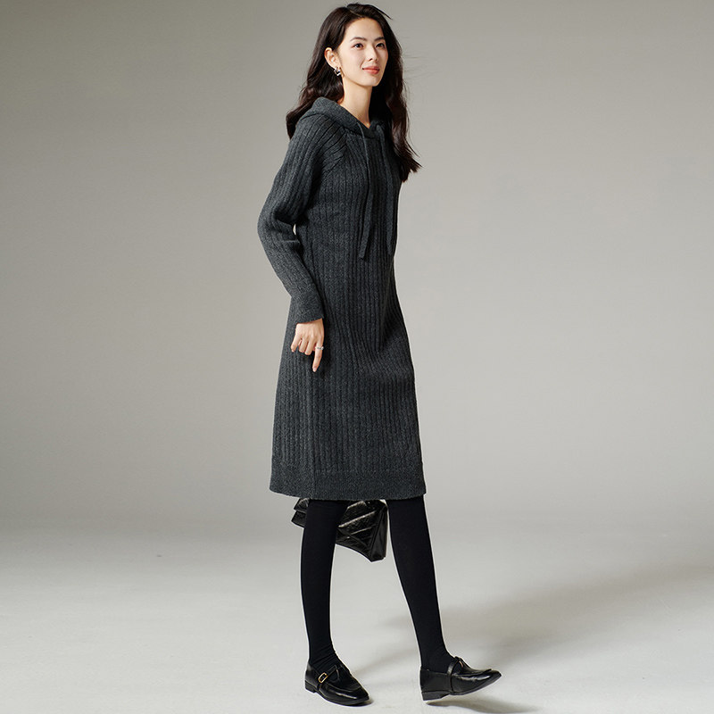 晚白【断码清仓】2026春款毛衣连帽针织连衣裙【不含腰带】,淘宝优惠券,粉丝福利购,淘宝优惠卷