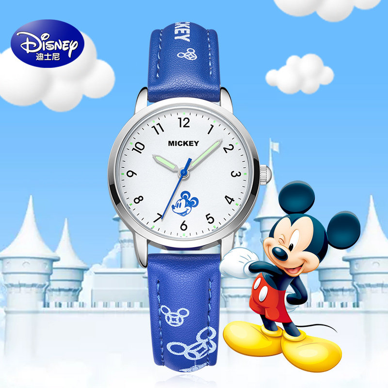 迪士尼男孩指针式男卡通米奇手表 童时手表国产腕表