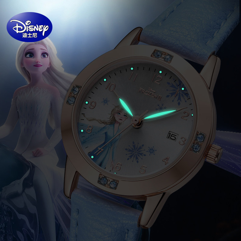 迪士尼指针式女孩防水卡通电子表 童时手表国产腕表