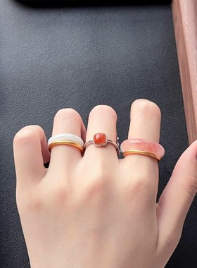 新款桃花酿戒指超温柔古风仿金丝玉戒指跑小红书爆款桃花酿戒女