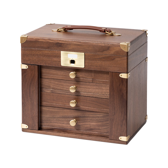 Fanhan Fingerprint Lock Solid Wood Jewelry Box