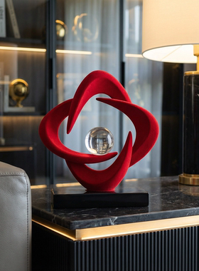 现代轻奢红色抽象雕塑摆件