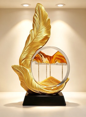背靠金山金羽流沙画摆件开业礼品