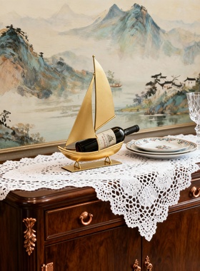 轻奢帆船酒柜装饰摆件