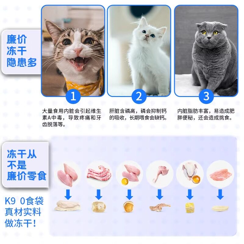 K9冻干猫零食鸡鸭肉粒宠物营养鹌鹑条纯肉冻干生骨肉猫咪零食,淘宝优惠券,粉丝福利购,淘宝优惠卷