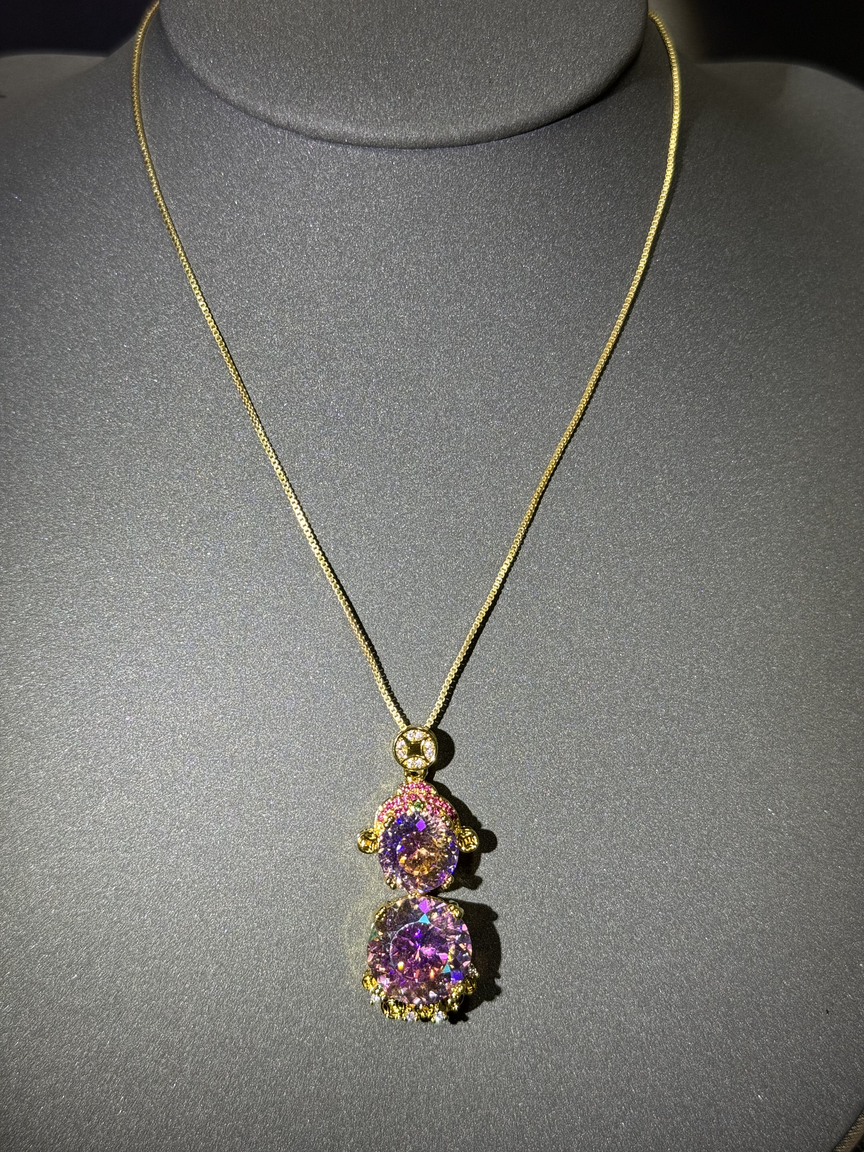 欧美饰品新款个性气质百搭粉彩九心切财神时尚潮流女吊坠项链,淘宝优惠券,粉丝福利购,淘宝优惠卷