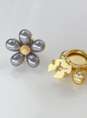 小香风雏菊金色合金西装袖扣