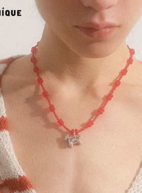 马上发财红火串珠短项链