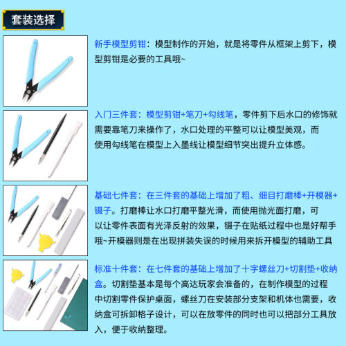 高达模型制作工具新手基础套装素组剪钳水口钳笔刀打磨镊子收纳盒-图3