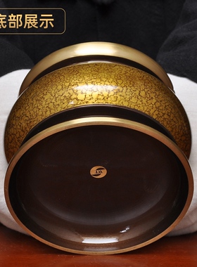 黄铜深啡晶彩调光油灯酥油灯防风灯座长明灯家用寺庙佛堂供佛油灯