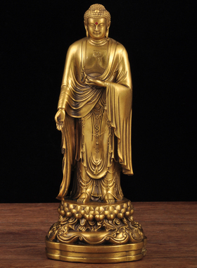 黄铜西方三圣摆件观音寺庙