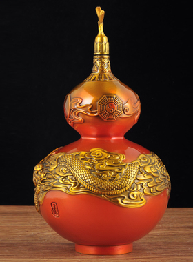 彩铜祥龙葫芦摆件招财中式客厅