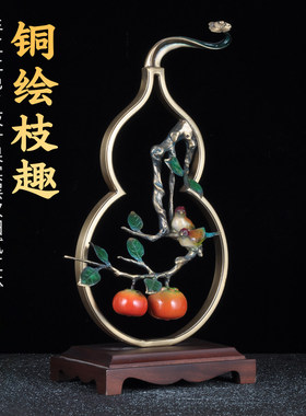 全铜喜事相连葫芦摆件喜