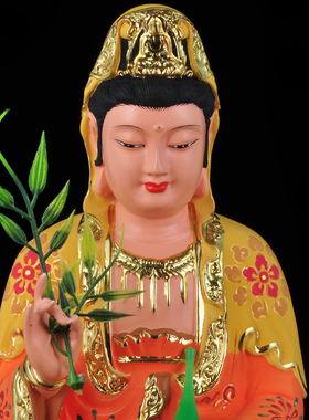 观音摆件带背光菩萨坐莲寺庙