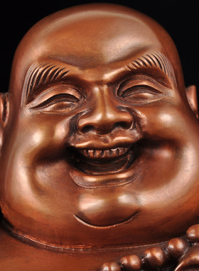 紫铜招财弥勒佛摆件大肚客厅