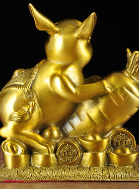 黄铜兔子摆件生肖招财客厅