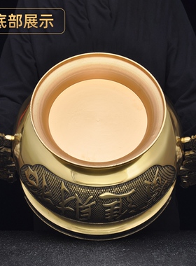 黄铜双龙耳招财金玉炉大号家用供奉招财烧香插香线香炉香道薰香炉