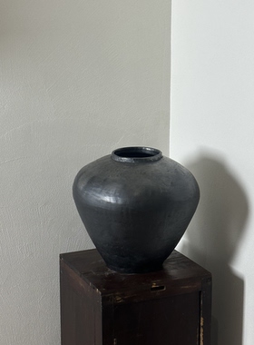 几多黑陶手作诧寂中式花器陶罐摆件高度30CM