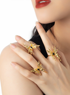 AGBAJI 小众设计生化蝴蝶不掉色个性甜酷风高级感开口戒指女饰品