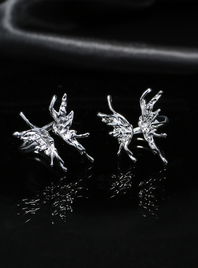 AGBAJI 原创小众液态生化蝴蝶食指戒ins潮冷淡个性高级感开口戒指