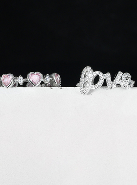 AGBAJI ins小众设计粉钻爱心食指戒高级感冷淡风甜酷开口饰品戒指