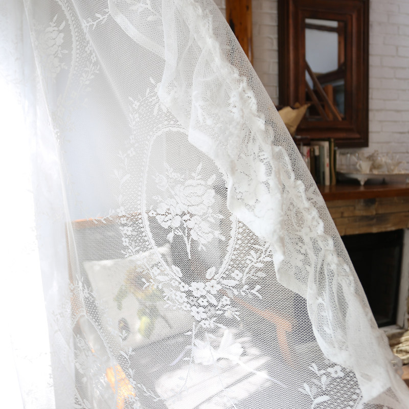 鸢尾洛丽塔白蕾丝木耳边纱帘田园定制半帘门帘穿杆帘窗帘美式文艺,淘宝优惠券,粉丝福利购,淘宝优惠卷