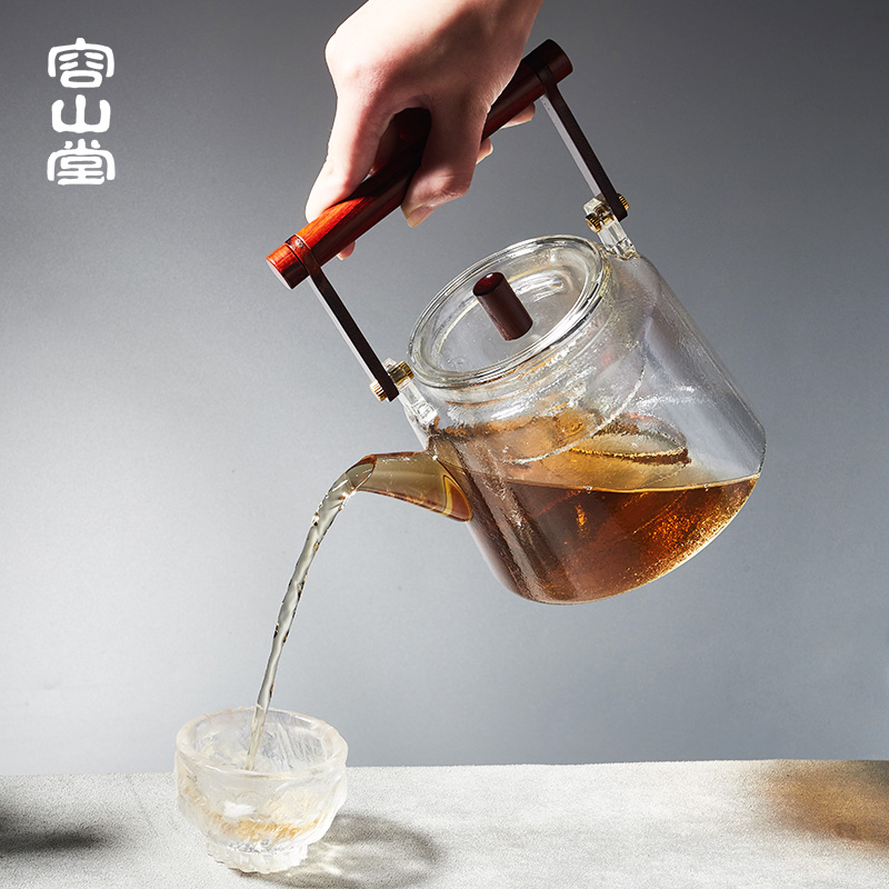 容山堂电器玻璃煮茶壶中式双内胆煮茶器多功能电陶炉茶炉套装茶具