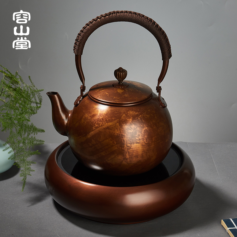 容山堂茗仕铜茶壶紫铜壶静音电陶炉茶炉手工煮茶器大烧水壶茶具 - 图2