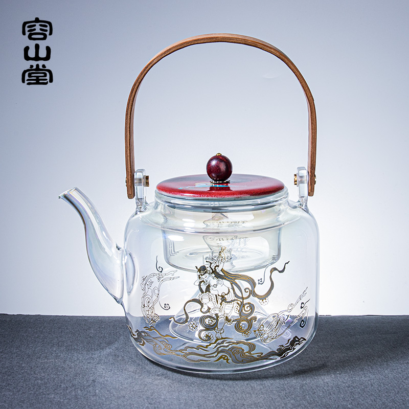 容山堂 中国风陶瓷电陶炉茶壶套装家用大号敦煌蒸煮壶提梁烧水壶