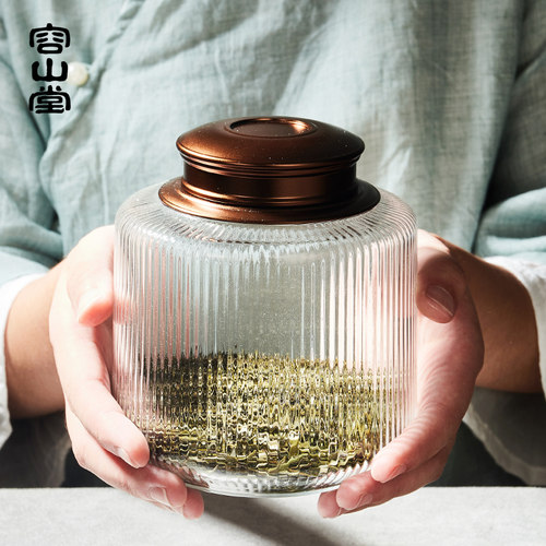 容山堂玻璃茶叶罐密封罐家用大容量普洱茶防潮储存透明专用茶具 - 图2