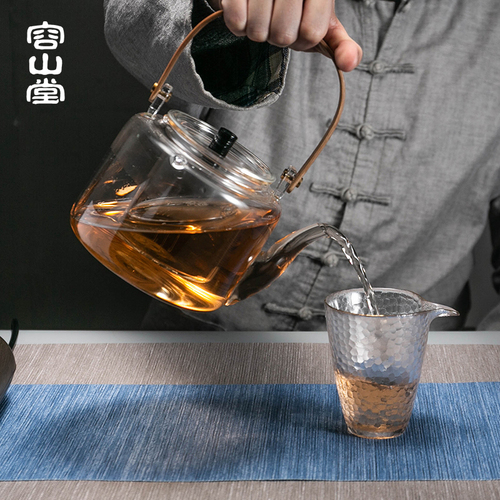 容山堂电器电陶炉茶炉玻璃煮茶壶自动蒸茶器烧水壶静音竹把提梁壶