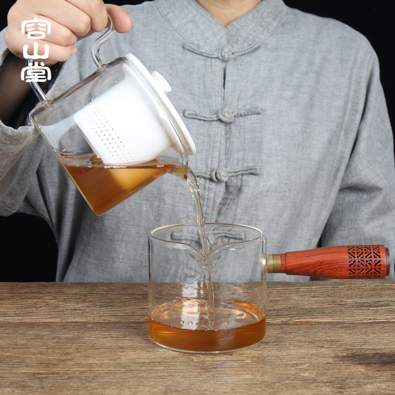 容山堂瓷艺 陶瓷玻璃煮茶器 白瓷普洱茶具黑茶泡茶壶烧水壶电陶炉