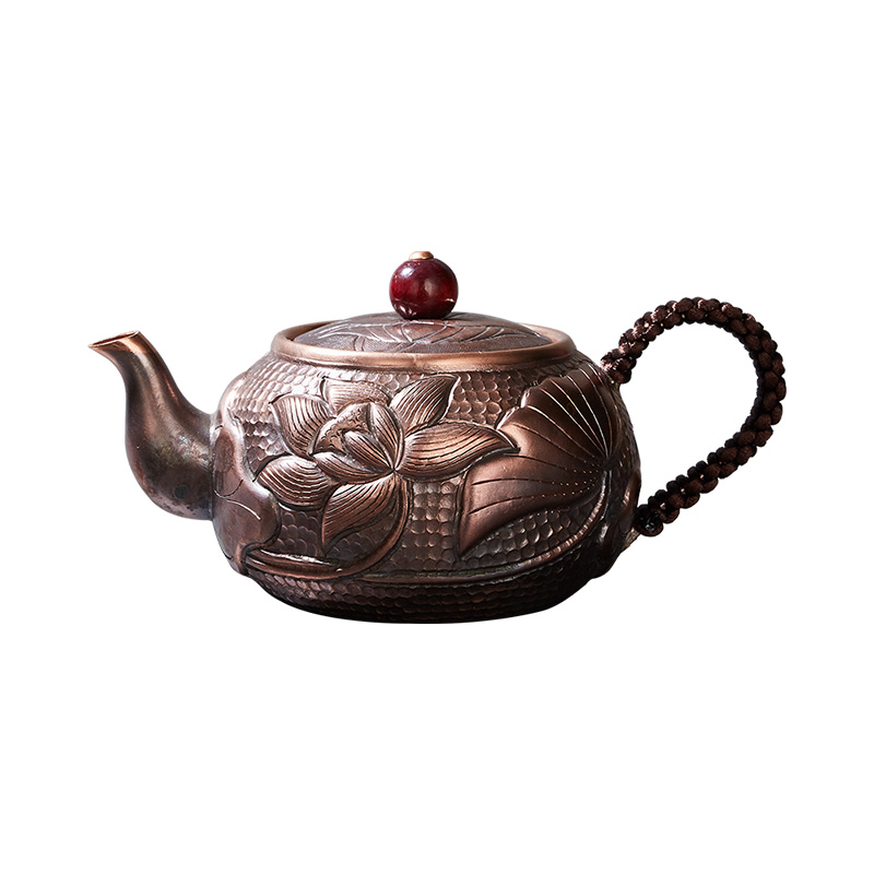 容山堂纯紫铜小茶壶手工锤纹铜壶家用泡茶单壶加厚公道杯煮茶套装