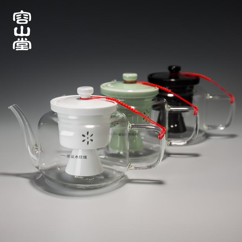 容山堂玻璃蒸茶壶花茶煮茶器全自动蒸汽黑茶壶普洱茶具电陶炉茶炉