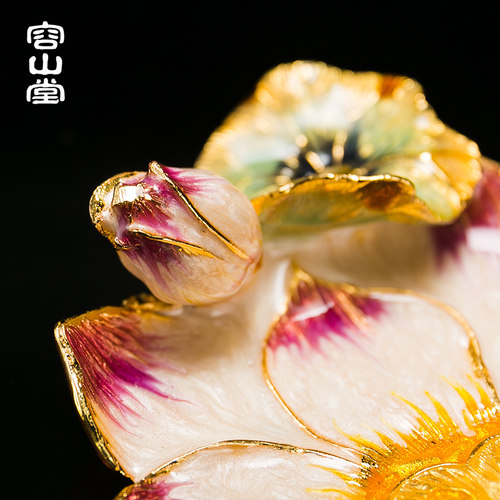 容山堂曼久 珐琅彩合金茶杯垫 圆形隔热垫餐垫功夫茶具茶道零配件 - 图2