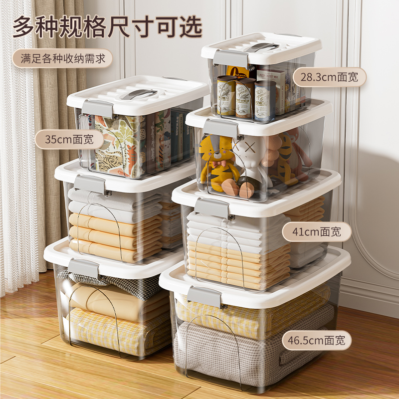 手提透明收纳箱家用玩具零食储物箱塑料收纳盒工具杂物整理后备箱