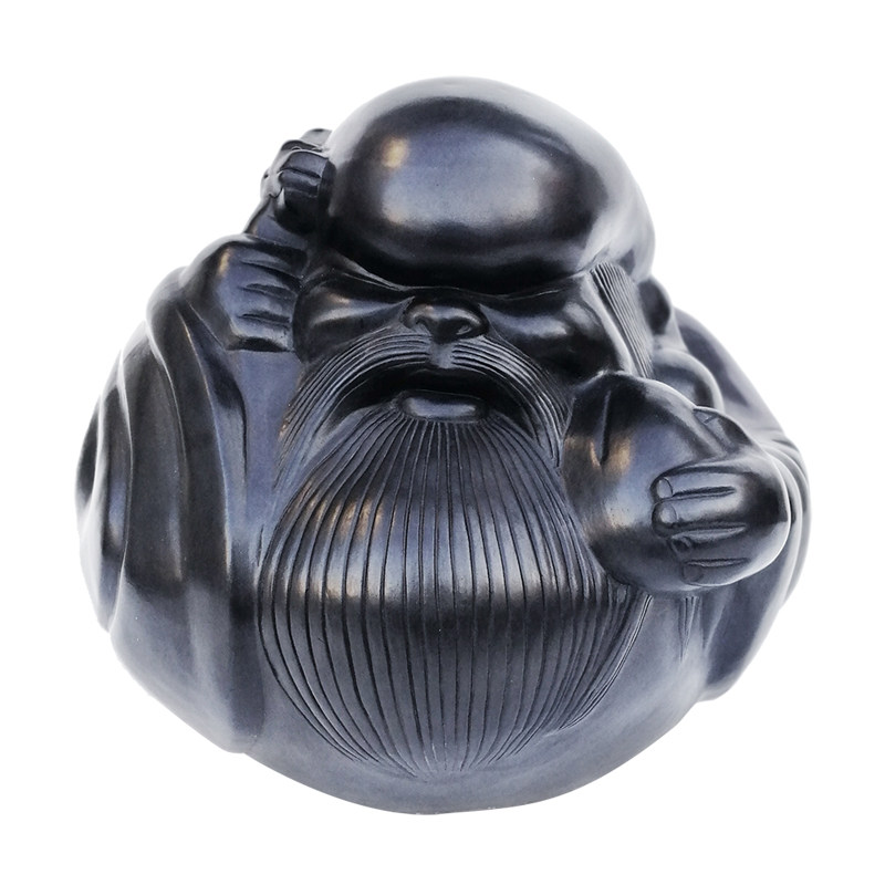中式大号手工艺黑陶老寿星公生日礼物摆件送老人长辈祝寿贺寿礼品
