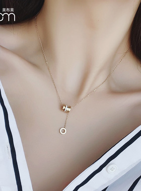 小蛮腰钛钢镀18k玫瑰金锁骨链