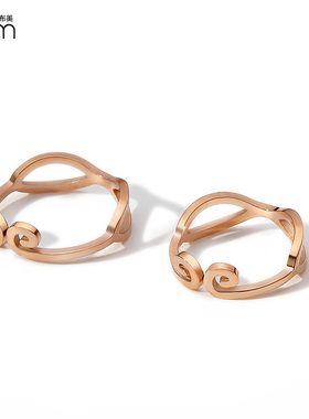 韩版钛钢镀玫瑰金戒指18K男女