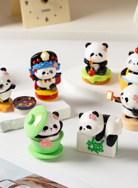 熊猫花花桌面摆件成都文创纪念品周边可爱小摆件客厅装饰品伴手礼