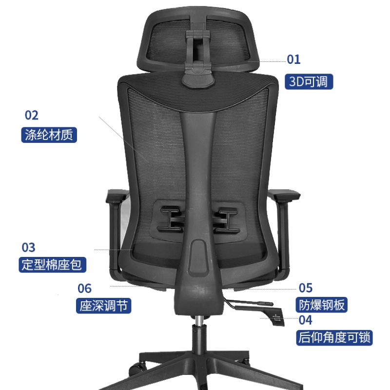 天况人体工学椅子老板椅家用电竞椅久坐舒适透气可躺升降办公座椅 - 图0