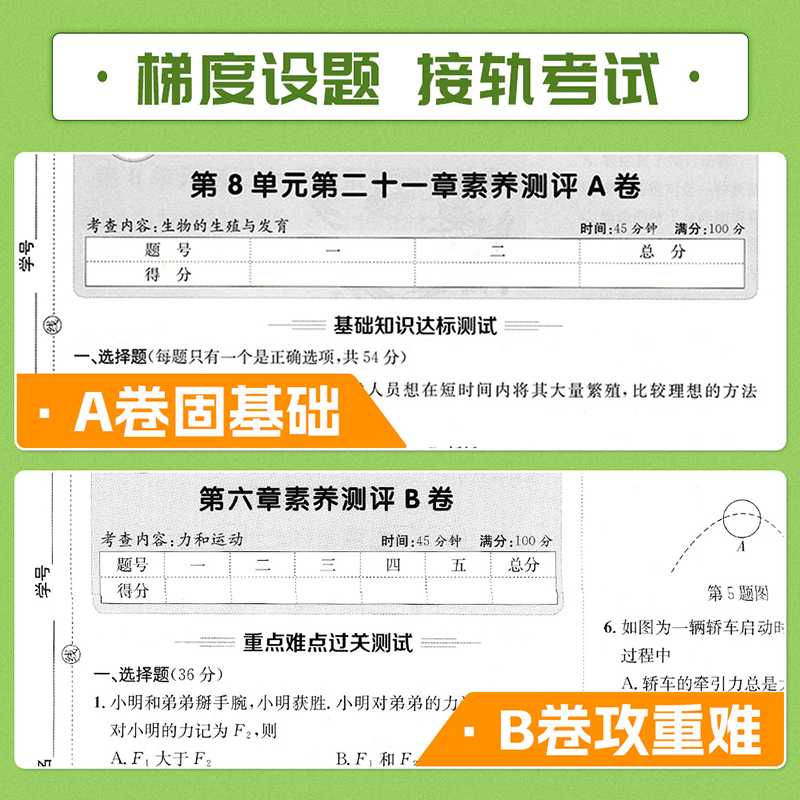 2024版非常海淀单元测试ab卷八年级下册物理试卷测试卷全套沪科版初中二8年级下卷子课本同步训练练习题考卷复习辅导资料书练习册-图2