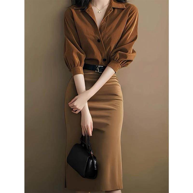 时尚套装女秋新款气质高级感又a又飒女装小香风衬衫包臀半身裙女,淘宝优惠券,粉丝福利购,淘宝优惠卷