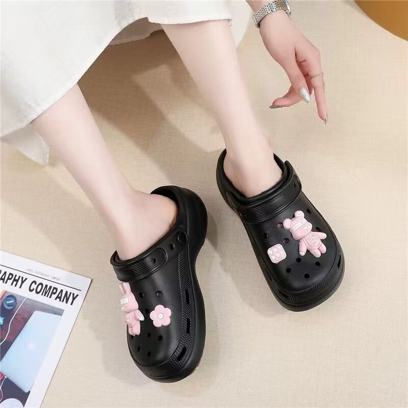 美人桥新款女拖鞋休闲舒适厚底一字凉鞋室外防滑耐磨潮流洞洞沙滩,淘宝优惠券,粉丝福利购,淘宝优惠卷