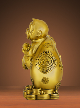 纯铜金猴摆件十二生肖猴钱袋猴子