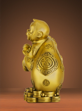 纯铜金猴摆件十二生肖猴钱袋猴子