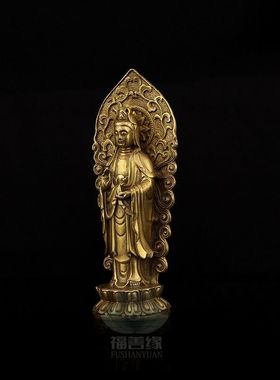 纯铜西方三圣佛像摆件观世音菩萨