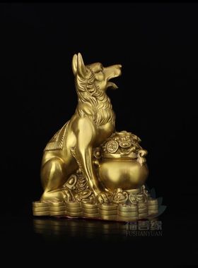 纯铜狗摆件招财生肖狗坐地生财狗