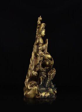 铜骑龙观音摆件家用供奉龙头观音