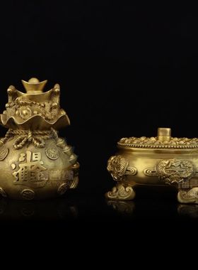 纯铜聚宝盆摆件金盆满钵时来运转